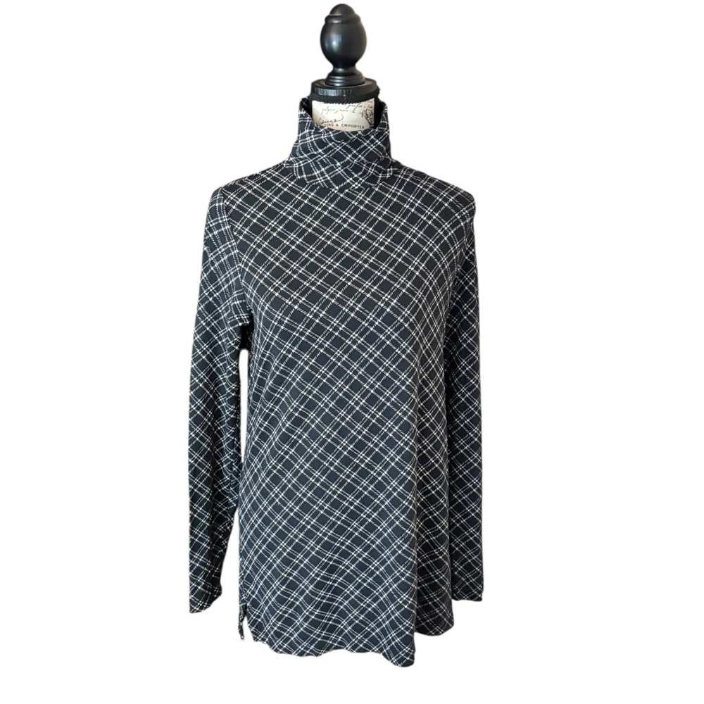 Lands' End Black and White Plaid Tunic